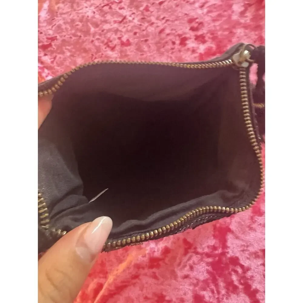 World Market Sequin Beaded Clutch Black Gold Cheetah Glam Fancy Velvet - Picture 6 of 7